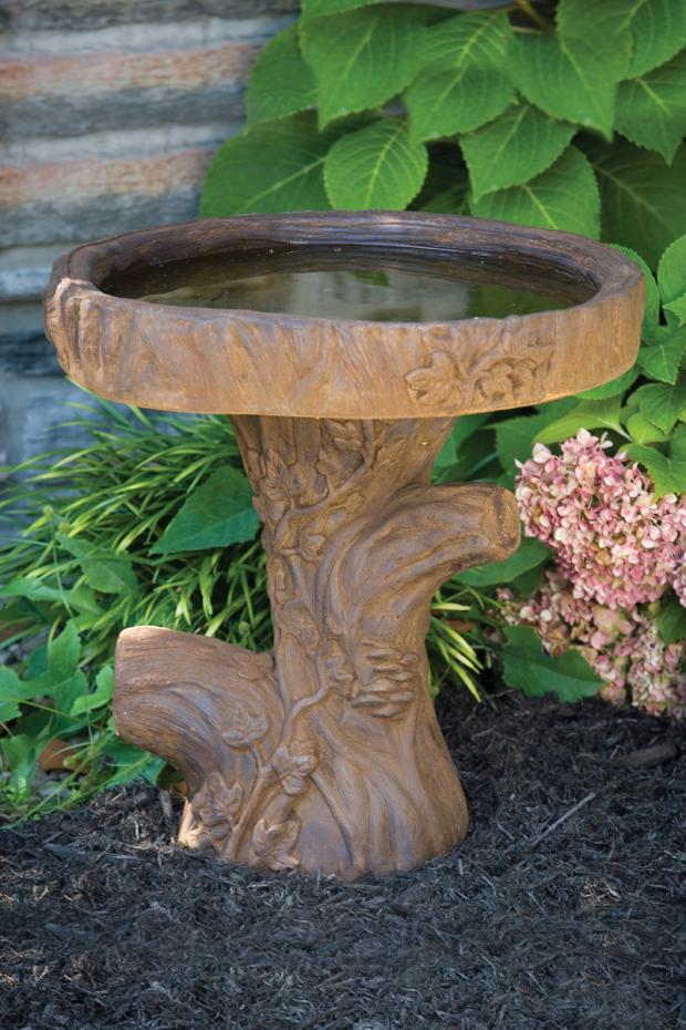 19" Tree Stump Bird Bath
