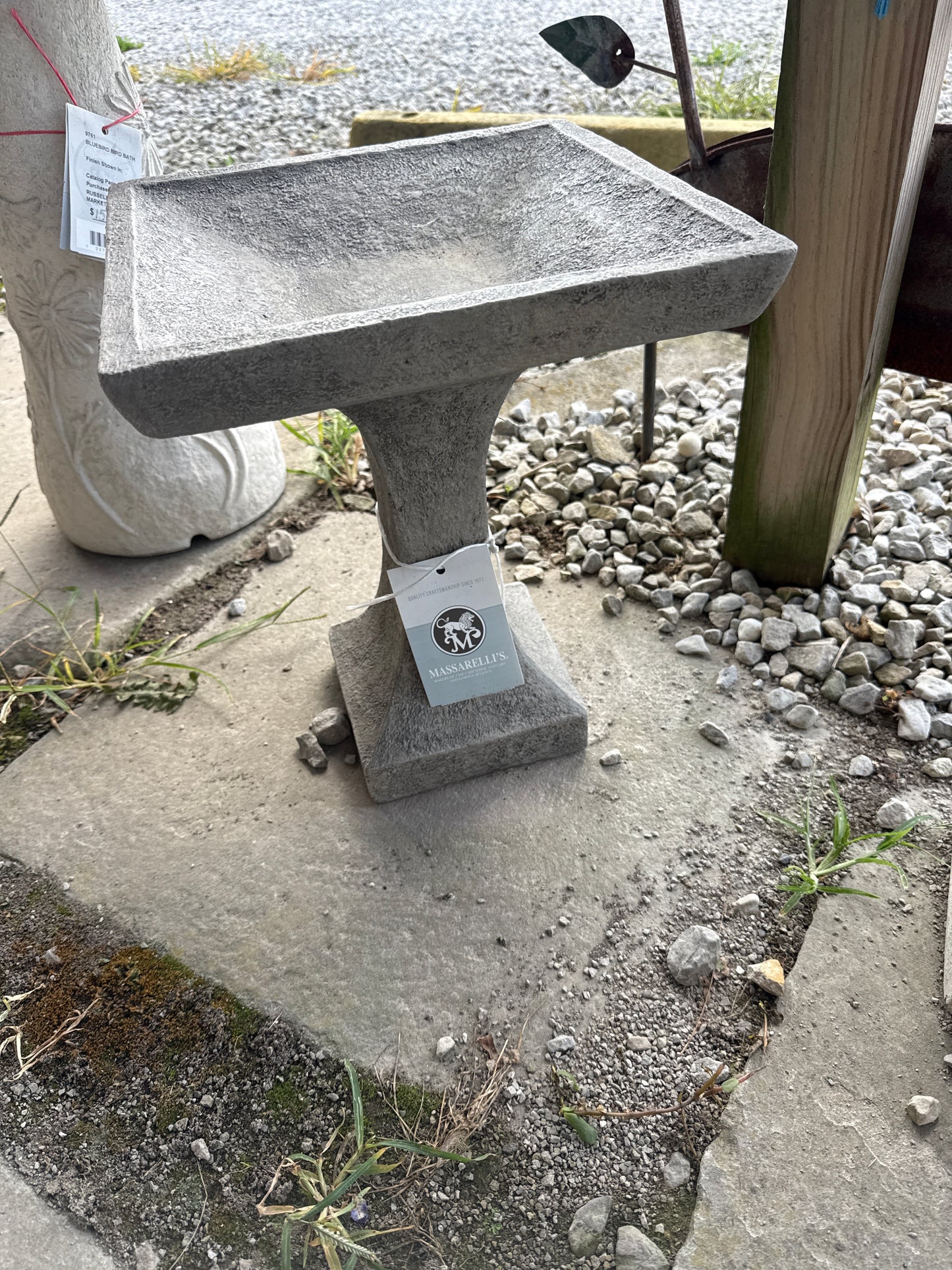 Petite One Piece Square Birdbath